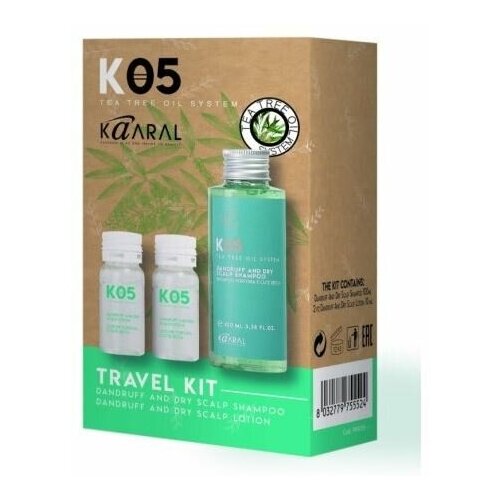 Набор Kaaral Dandruff and Dry Scalp Travel Kit, Набор: шампунь, 100 мл + лосьон, 2*10 мл