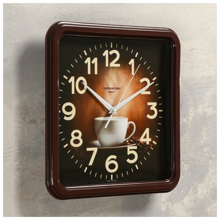 Часы настенные, серия: Кухня, "Чашка кофе", плавный ход, d=26 см, коричневый 5473736