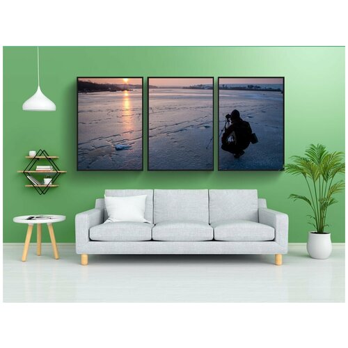 фото Набор модулных постеров для интерьера "фотограф, фотография, заход солнца" 60x90 см. в тубусе, без рамки lotsprints