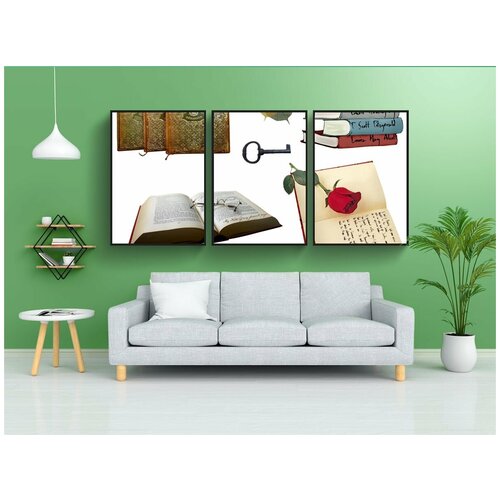 фото Модульный постер "книги, классические книги, старый" 180x90 см. из 3х частей в тубусе, без рамки lotsprints