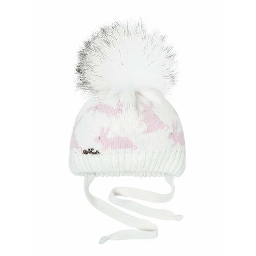 фото Шапка mialt, размер 44-46, розовый, белый