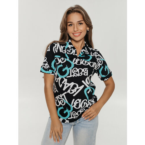 фото Футболка lovetex.store, размер 44, бирюзовый, черный