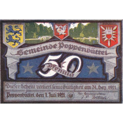 Германия (Веймарская Республика) Поппенбюттель 50 пфеннигов 1921 г. (№8)