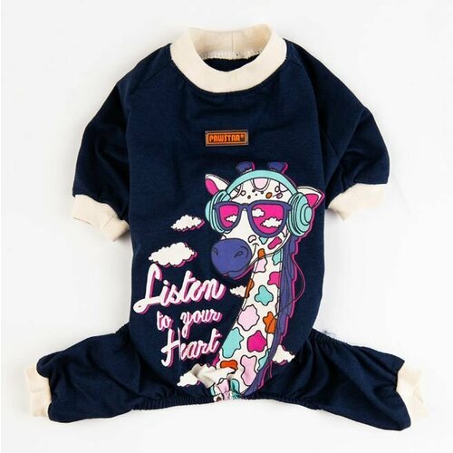 Комбинезон-пижама для собак PAWSTAR. Размер M. Костюм жираф. Цвет индиго.100% хлопок. Обхват груди 37-41 см. Одежда мелких пород