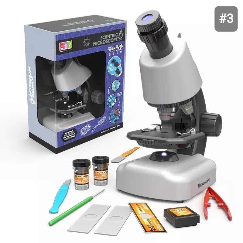 Детский Большой научный биологический микроскоп "Scientific Microscope" домашний лабораторный набор