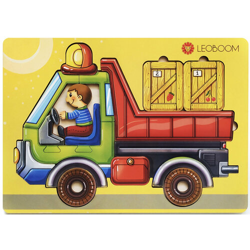 smile decor пазл грузовичок Деревянный пазл-вкладыш Smile Decor Грузовичок (Леобум), развивающая игра для малышей