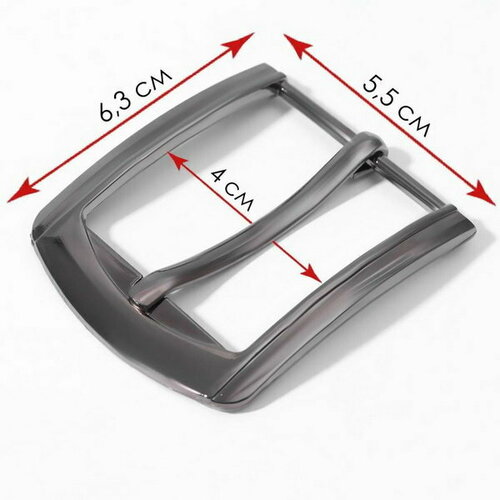Пряжка для ремня, 6.3 x 5.5 см, 40 мм, цвет чёрный никель, 5 шт.