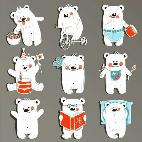 Наклейки- стикеры фигурка белого медведя тавада е мемуары белого медведя