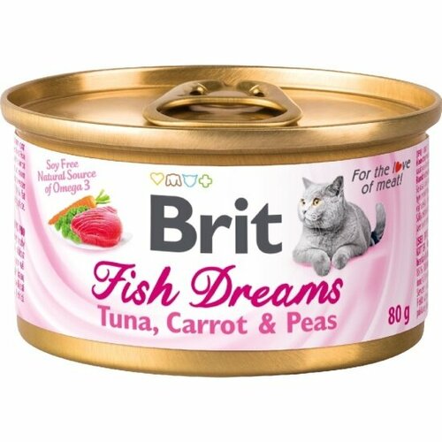 Влажный корм для кошек Brit Care Fish Dreams Tuna, Carrot & Pea Тунец, морковь и горошек 12шт.*80г