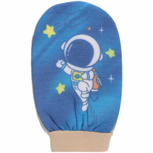Мочалка-варежка для тела детская «MIR KRASOK», космонавт Джоник, цвет как на фото, 23*15см, (ZIP пакет) мочалка нейлоновая для тела детская mir krasok акула 17 10см zip пакет