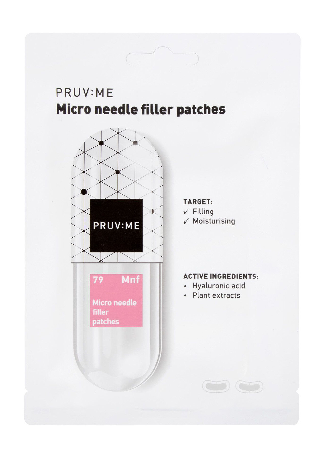 PRUV: ME Mnf 79 Micro needle filler patches Патчи-филлеры для лица с микроиглами гиалуроновой кислоты, 17 г