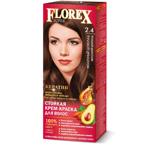 Флорекс Супер / Florex Super - Крем-краска для волос стойкая тон 2.4 Молочный шоколад 100 мл