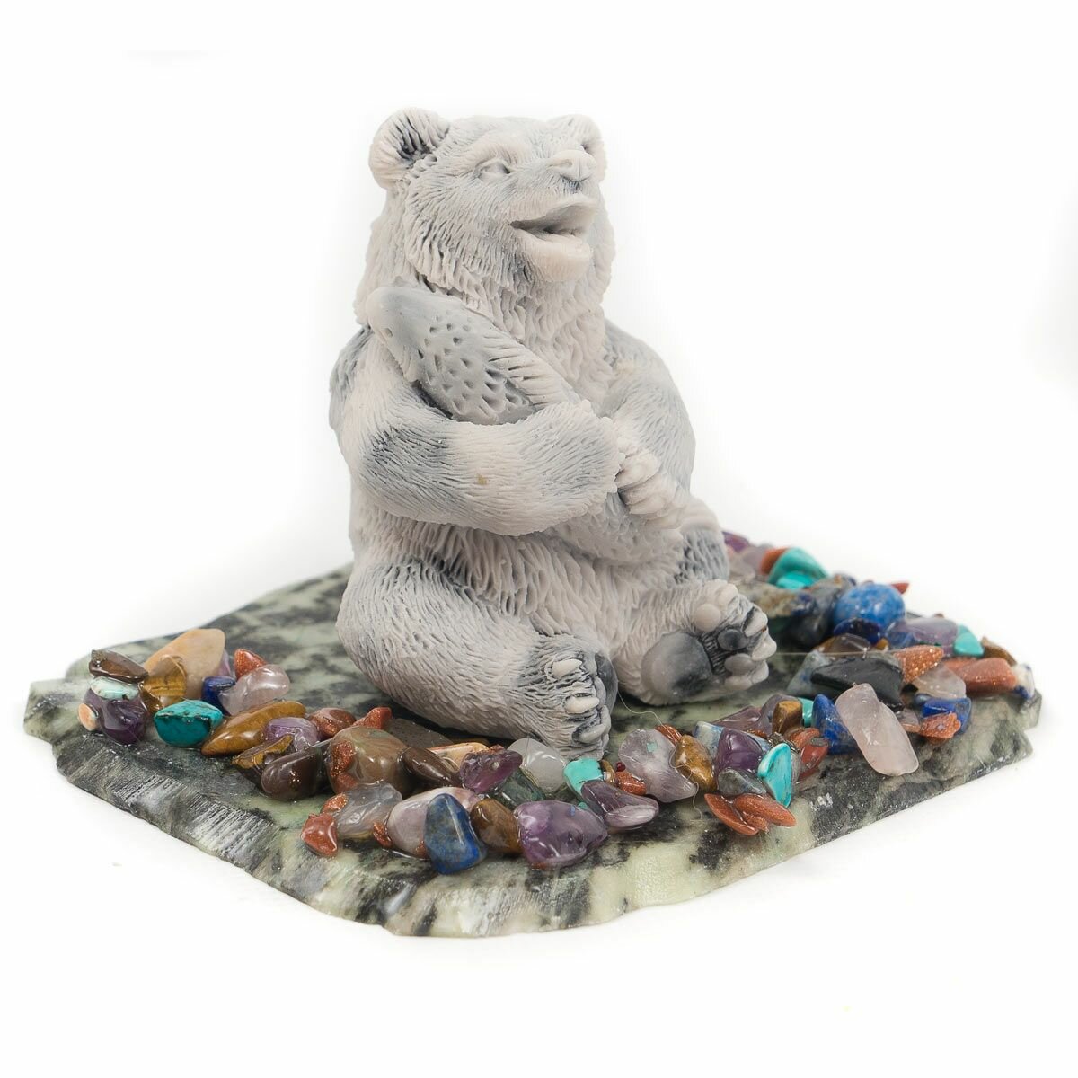 Сувенир "Медведь с рыбой" из мрамолита 117049