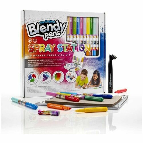 Набор фломастеров-хамелеонов «Blendy pens» (20 шт.) c трафаретами и аэрографом