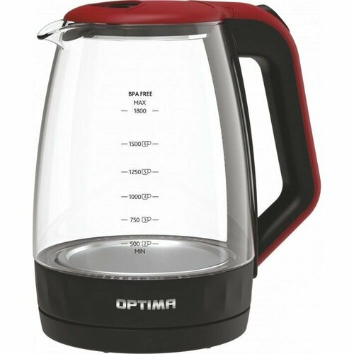 Чайник OPTIMA EK-1823G бордово-черный стекло 122000₽
