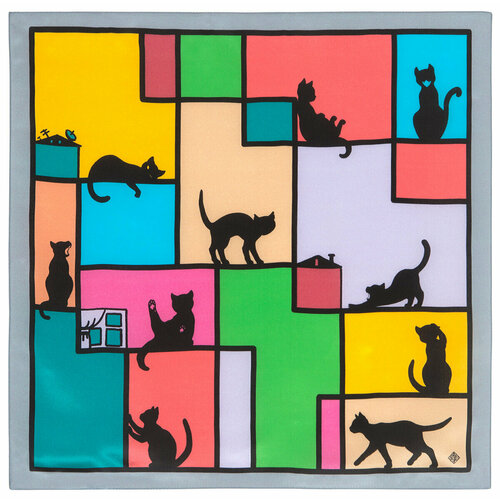 фото Платок павловопосадская платочная мануфактура,65х65 см, зеленый, серый