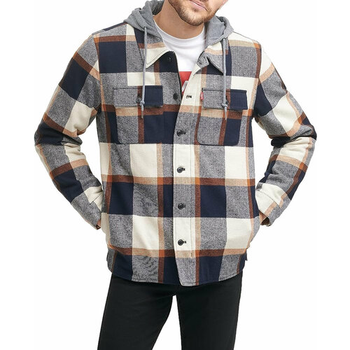 Куртка Levi's Men Cotton Shirt Jacket, размер S, серый/синий