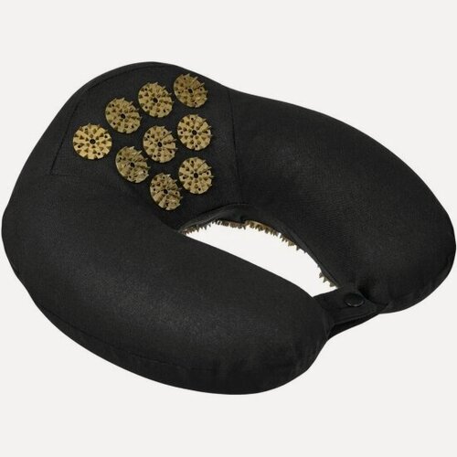 Изображение товара Массажная подушка дорожная Bradex KZ 0740 нирвана, акупунктурная, чёрная, золотые шипы