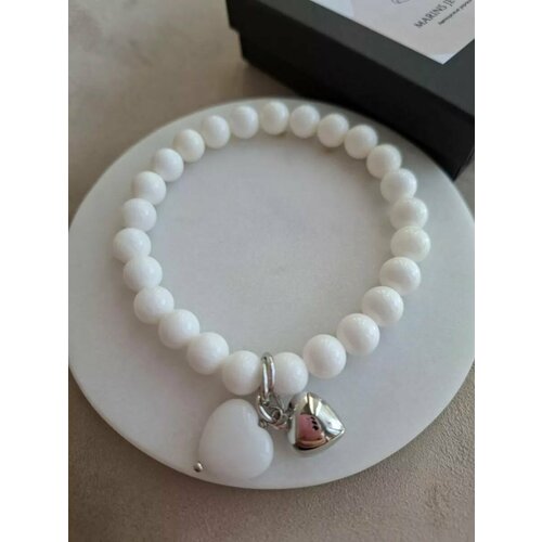Браслет MARINS JEWELRY, агат, серебристый, белый