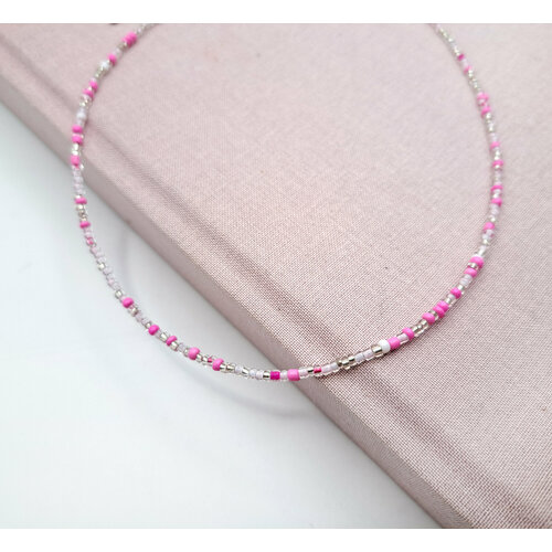 Чокер, бисер, длина 37 см, розовый