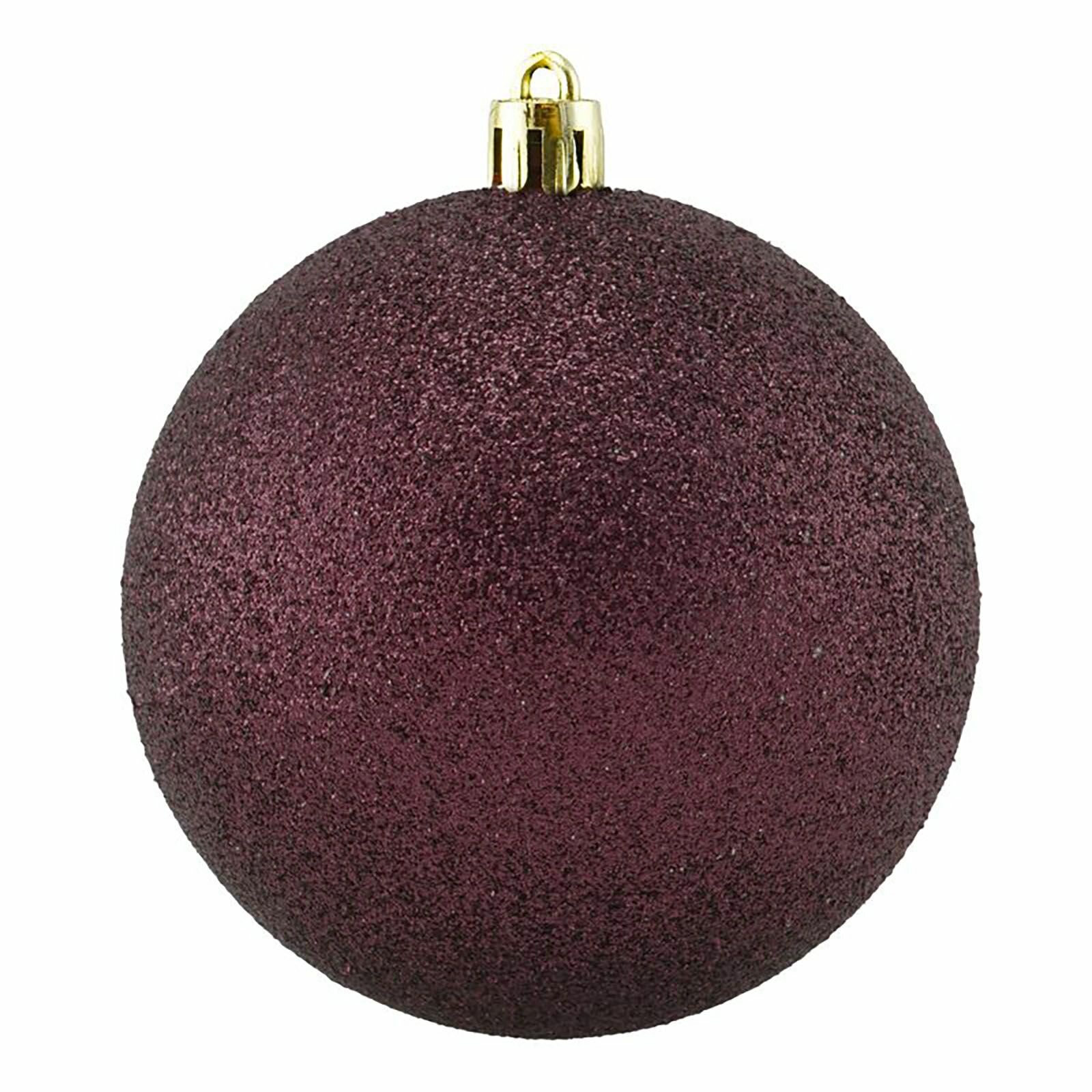 Новогодние шары Бургундия (с глиттером) / 8 см / 4 шт. / Веселый праздник