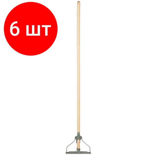 Комплект 6 шт, Швабра Экомоп универсальная, металлическое крепление, с деревянной ручкой, 120см