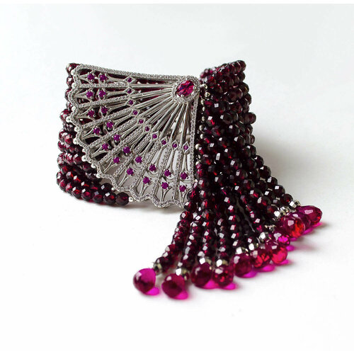 Браслет Mia Diva, гранат, размер 17 см, бордовый