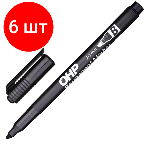Комплект 6 штук, Маркер перманентный ICO TOP B черный 3мм
