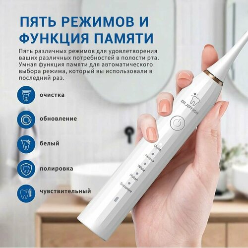 Электрическая зубная щетка Dr Jeffson Smart Sonic 5 режимов 6 насадок 1439₽