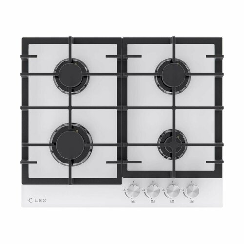 Варочная панель газовая LEX GVG 642A WH встраиваемая механическое управление чугунные решетки электроподжиг 15899₽