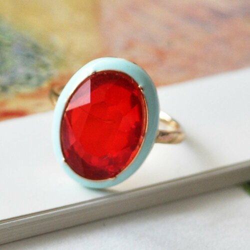 Кольцо, размер 16, бирюзовый, золотой