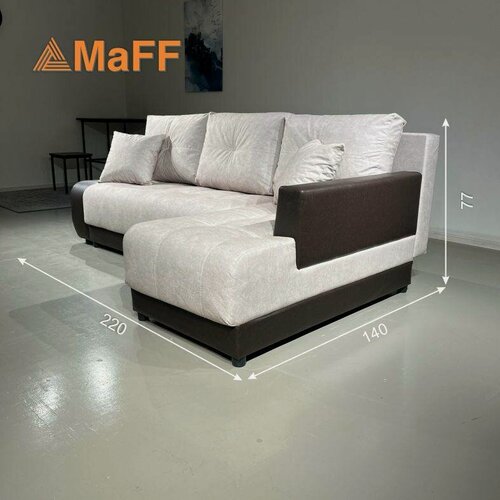 Изображение товара Диван, Диван-кровать Олимп-2 угловой, светло-серый, механизм еврокнижка, левый угол 220х140х77 см