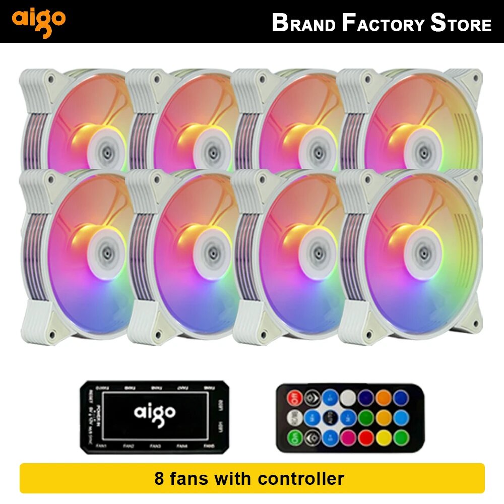 Aigo AR12 белый 120 мм RGB вентилятор, AR12 8in1 white, A-RGB, Белый