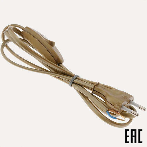 Изображение товара Шнур с проходным выключателем 1,5м армированный вилкой "золотой" ARDITI 020082 (2 шт. в комплекте)