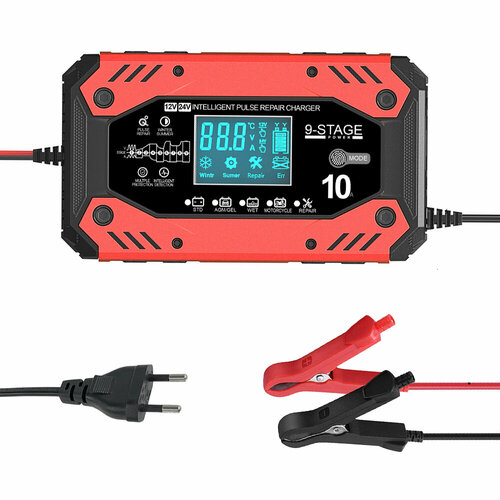 Зарядное устройство для автомобильного аккумулятора для AGM аккумуляторов 12-24В 10А с ЖК-дисплеем 1599₽