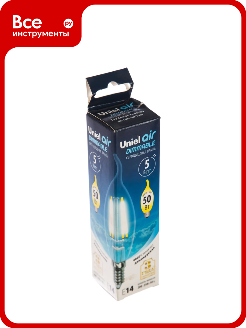 Светодиодная лампа Uniel LED-CW35-5W/NW/E14/CL/DIM GLA01TR диммируемая UL-00002865
