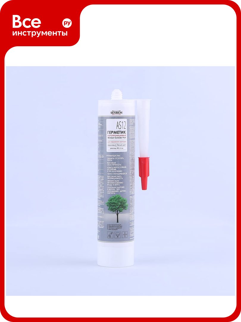 Оконный паропроницаемый герметик SENBION Winlast Outside Prof AS 12  акриловый  белый  310 мл  SB199 310 Бел