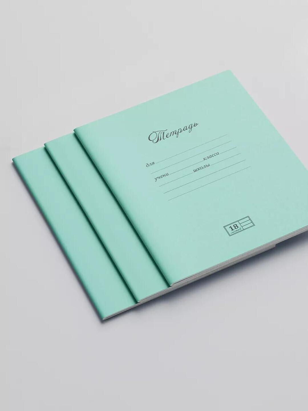 Тетрадь ученическая 18л, А5, линия зелёная 20 штук, Плотная картонная обложка