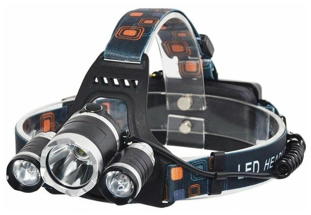 Фонарик фонарик светодиодный налобный фонарик дальность освещения 100 метров влагозащита ударопрочный корпус зарядка от USB 4 режима работы