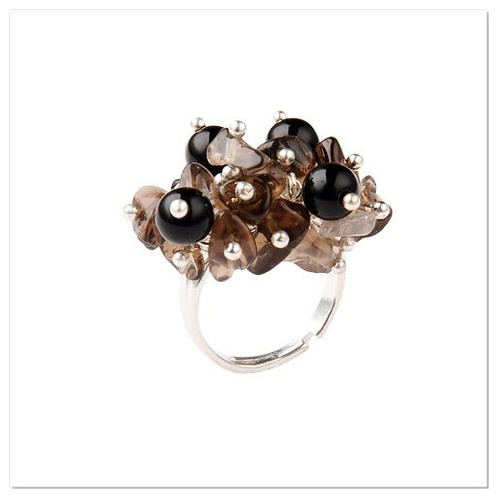 Кольцо ForMyGirl, кварц, безразмерное, коричневый gem kingdom золотистое тонкое кольцо lizzy с дымчатым кварцем