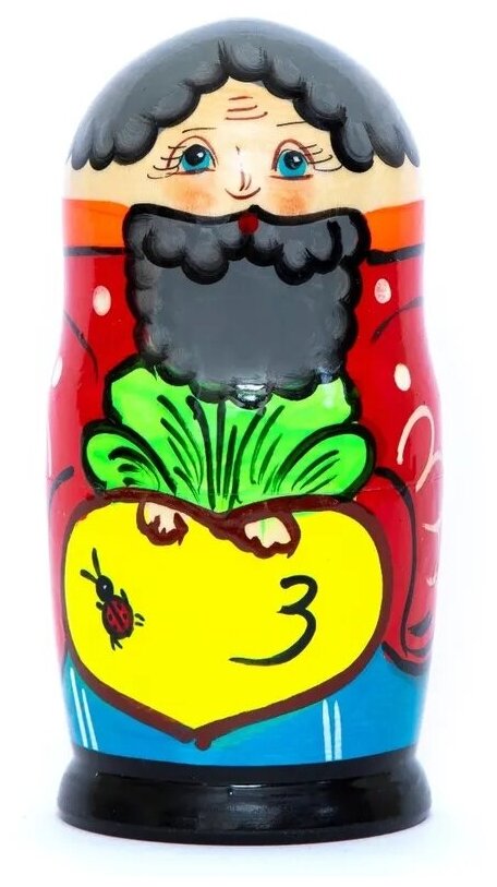 фото Матрёшка из дерева Сказка "Репка" 6в1, 19 см диаметр 9 см