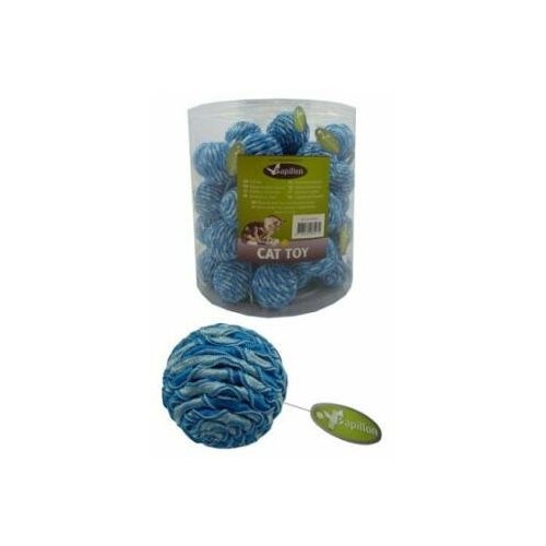 Papillon Blue/silver ball + rattle in tube Мячик с погремушкой голубой, 7см текстиль, игрушка для кошек (240035) Арт.23365