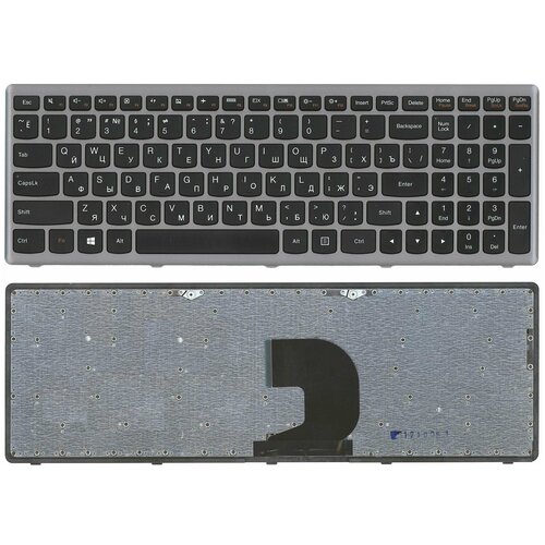 Клавиатура для ноутбука Lenovo IdeaPad Z500 черная с серой рамкой 950₽