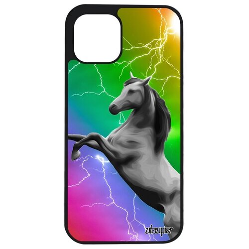 фото Противоударный чехол на телефон // apple iphone 12 // "лошадь" скакун жеребец, utaupia, цветной