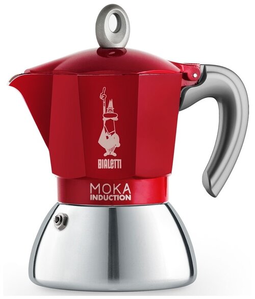 Гейзерная кофеварка Bialetti New Moka Induction 0006934/NP, 0006944/NP, 150 мл, 150 мл, красный