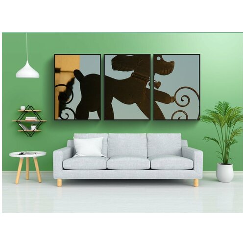 фото Набор модулных постеров для интерьера "пудель, металл, железо" 60x90 см. в тубусе, без рамки lotsprints