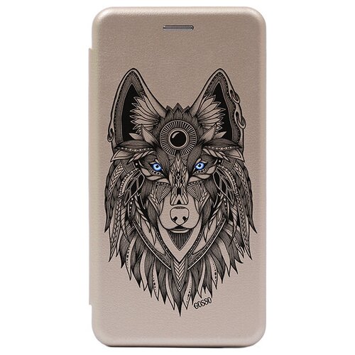 фото Чехол-книжка book art jack grand wolf для xiaomi redmi note 8t золотой gosso