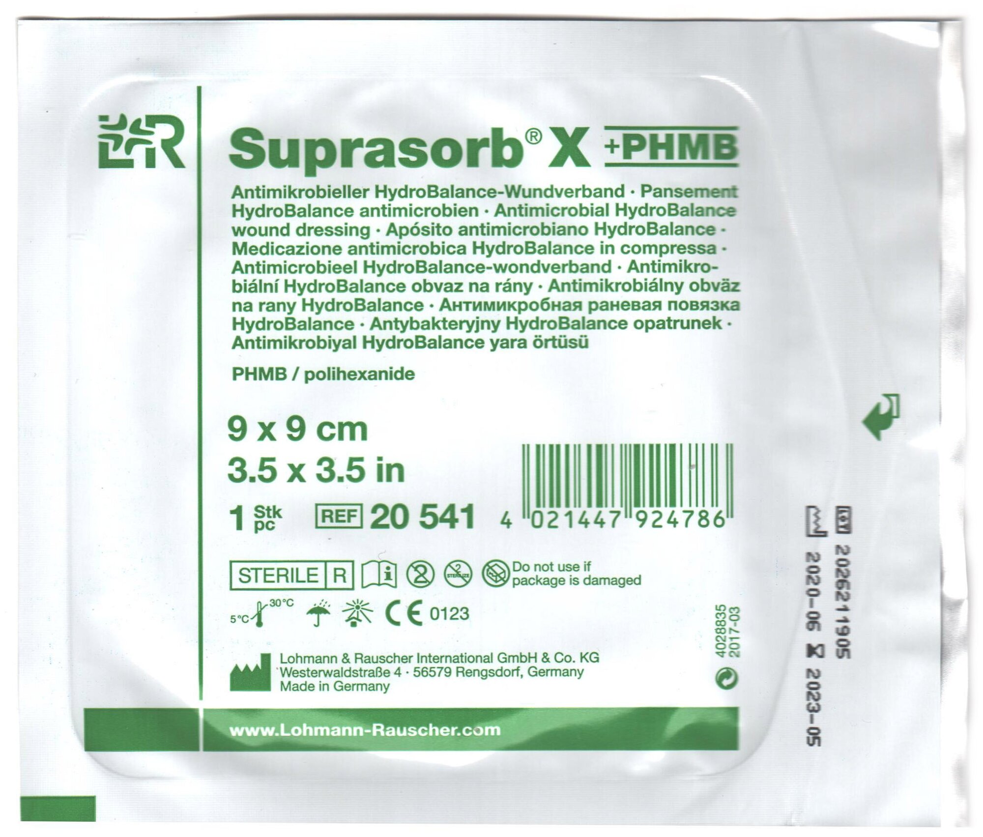 Suprasorb X PHMB / Супрасорб Х с пгмб - гидросбалансированная повязка для гнойных ран, 9x9 см