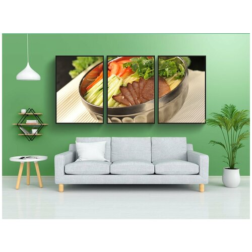 фото Набор модулных постеров для интерьера "корейская холодная лапша, бекон, кориандр" 60x90 см. в тубусе, без рамки lotsprints