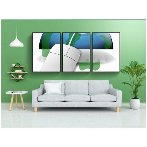 фото Набор модулных постеров для интерьера "мышь, глобус, карта мира" 60x90 см. в тубусе, без рамки lotsprints